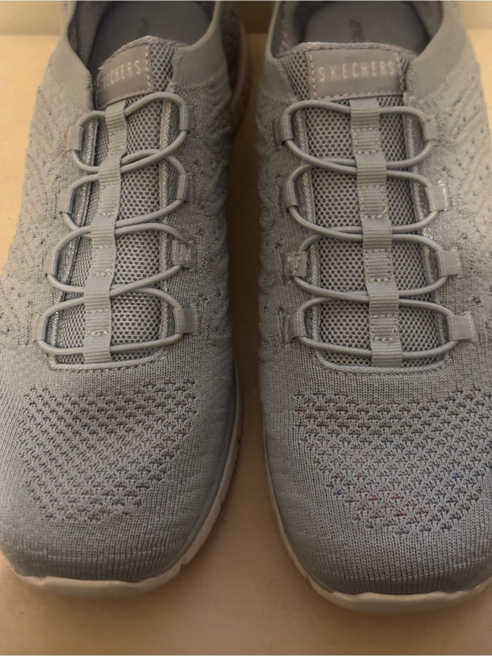 Skechers Women's Memory Foam Elastic Tie Slip on Sneakers
